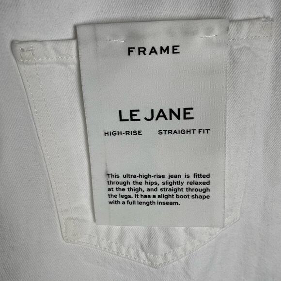 Frame Le Jane Crop Distressed Straight-Leg Jean 27 White Rumpled Blanc Destruct - Picture 6 of 15